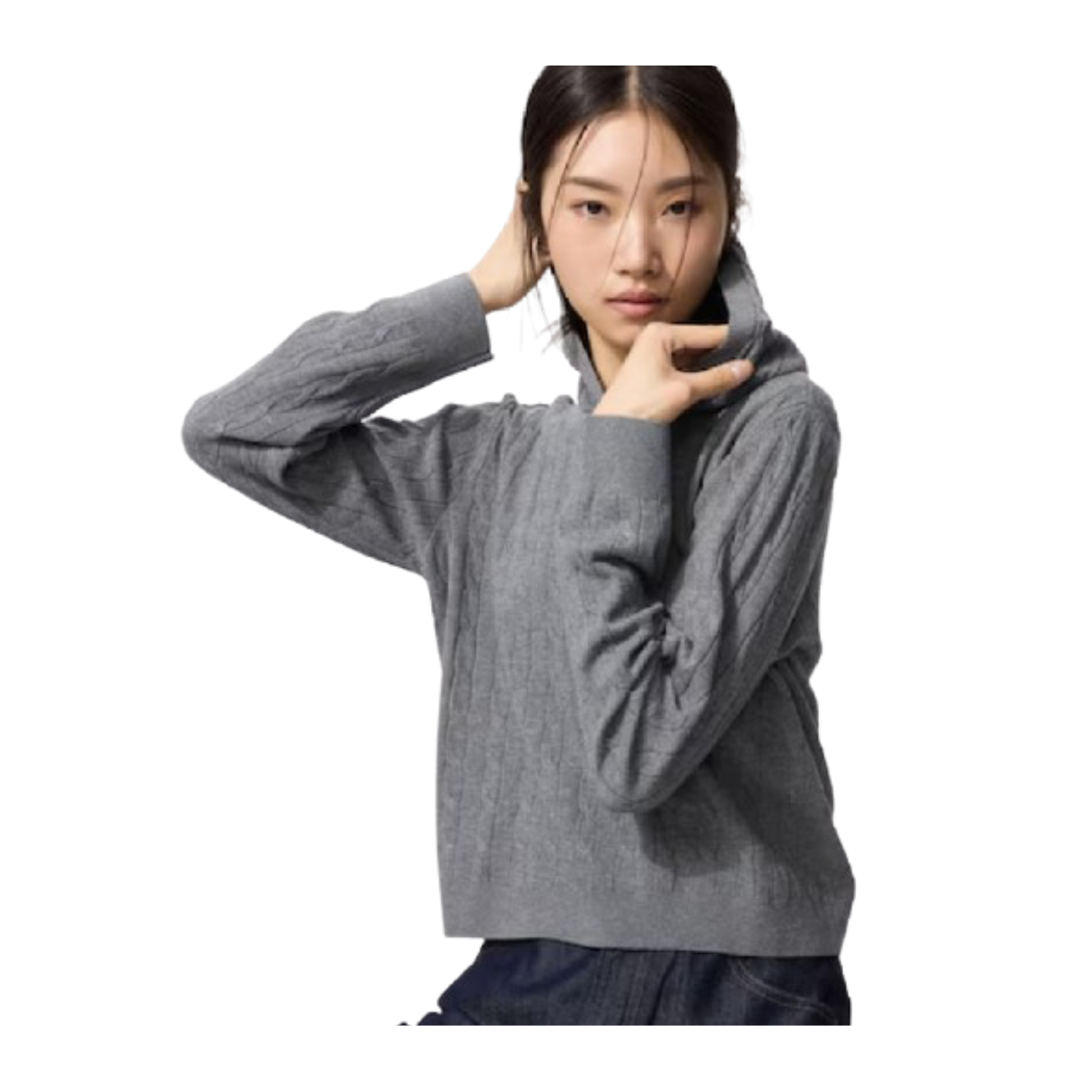 Washable Knit Cable Hoodie